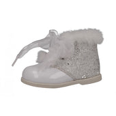 Andanines Girls Sparkly White Fur Trim Boots